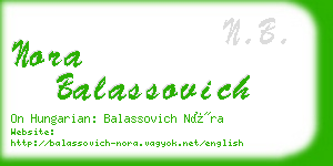 nora balassovich business card